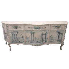 Early 20th Century French Painted Neoclassical Hollywood Regency Credenza 7