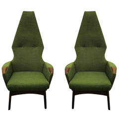 Pair of Adrian Pearsall High Back Chairs Midcentury Danish Modern