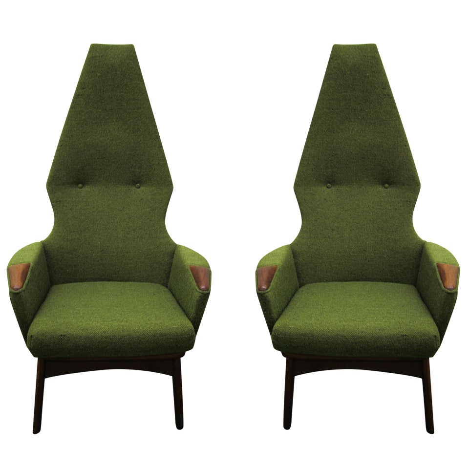 Pair of Adrian Pearsall High Back Chairs Midcentury Danish Modern