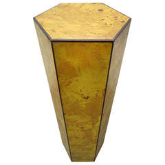 Stunning Milo Baughman style Olivewood Hexagon Shaped Tall Pedestal Mid-century Modern