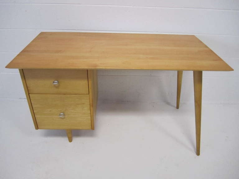 Gorgeous Paul Mccobb Single Pedestal Maple Desk