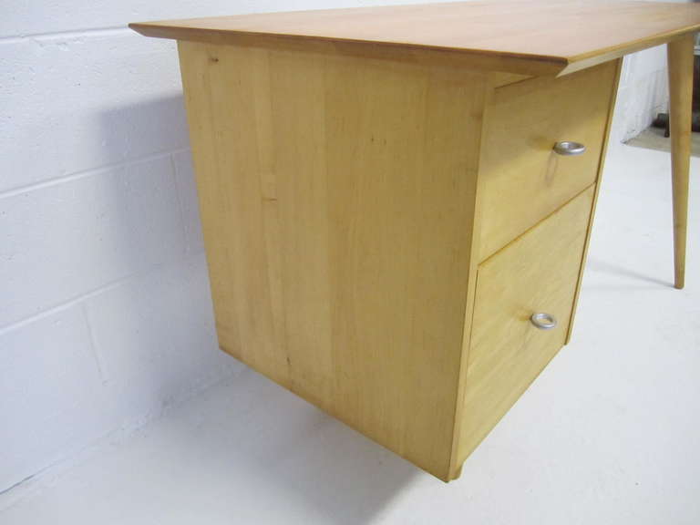 Gorgeous Paul Mccobb Single Pedestal Maple Desk 1