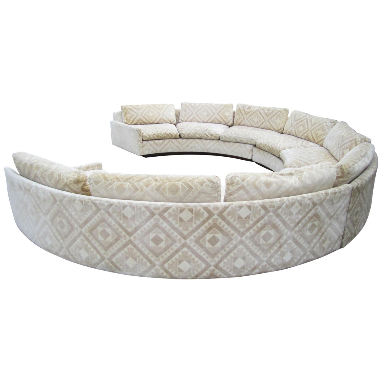 Spectacular Three-Piece Milo Baughman Circular Sofa, Mid-Century Modern Curved