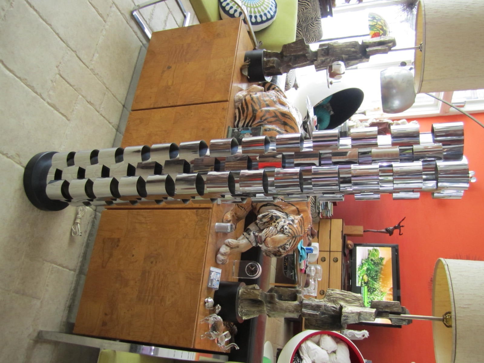 Signed Curtis Jere Chrome Interplay Skyscraper Floor Lamp 2