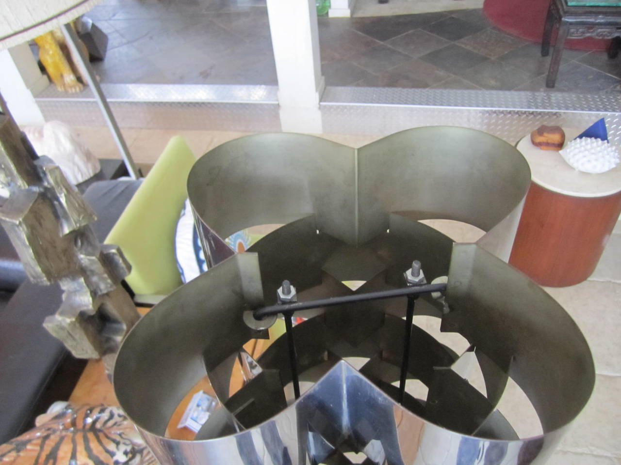 Signed Curtis Jere Chrome Interplay Skyscraper Floor Lamp In Excellent Condition In Pemberton, NJ