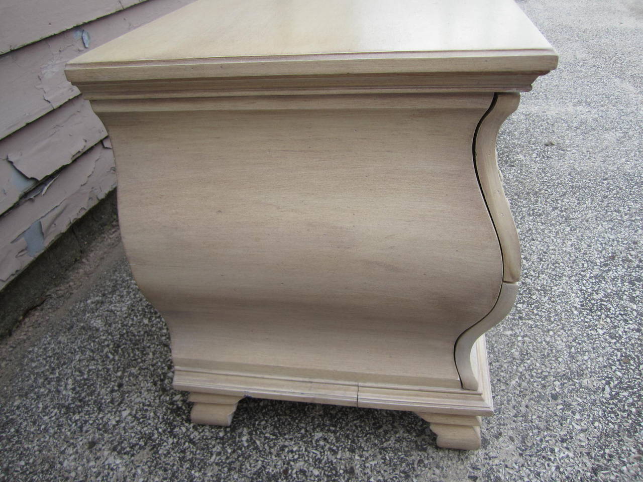 19th Century Pair of Bowed Front Marble-Top Night Stands, Hollywood Regency For Sale
