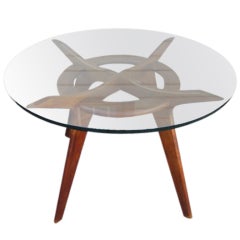 Lovely Adrian Pearsall Round Sculptural  Walnut Dining Table