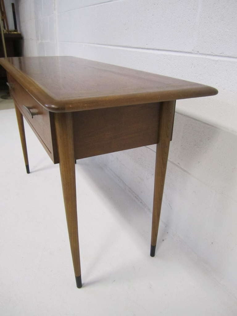 American Rare Lovely Lane Acclaim Walnut Hall Console Table, Mid-Century Modern For Sale