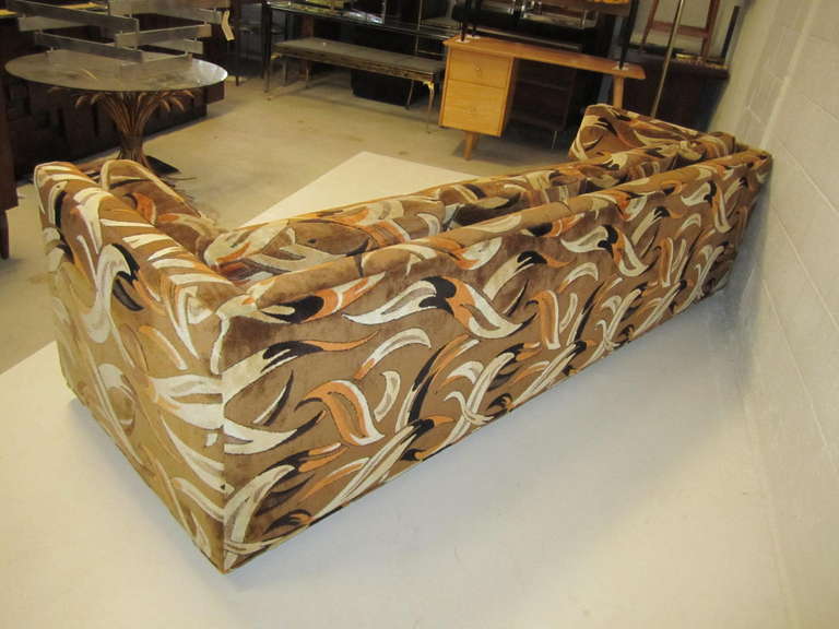 Wood Stunning Milo Baughman Style 4 Seater Sofa mid-century Modern Jack Lenor Larsen