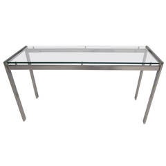 1970s Polished Aluminum Long, Mid-Century Modern Console Table