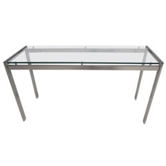 1970s Polished Aluminum Long, Mid-Century Modern Console Table
