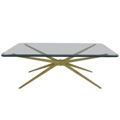 Spectacular Mid-Century Modern Italian, Gold Starburst Coffee Table
