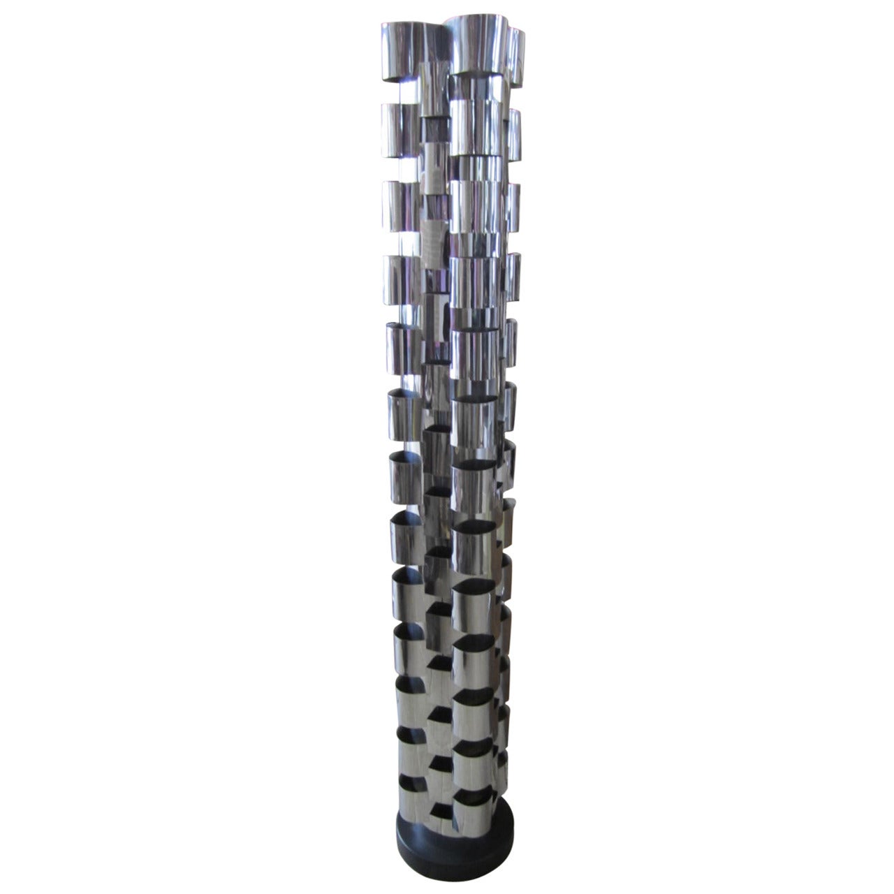 Signed Curtis Jere Chrome Interplay Skyscraper Floor Lamp