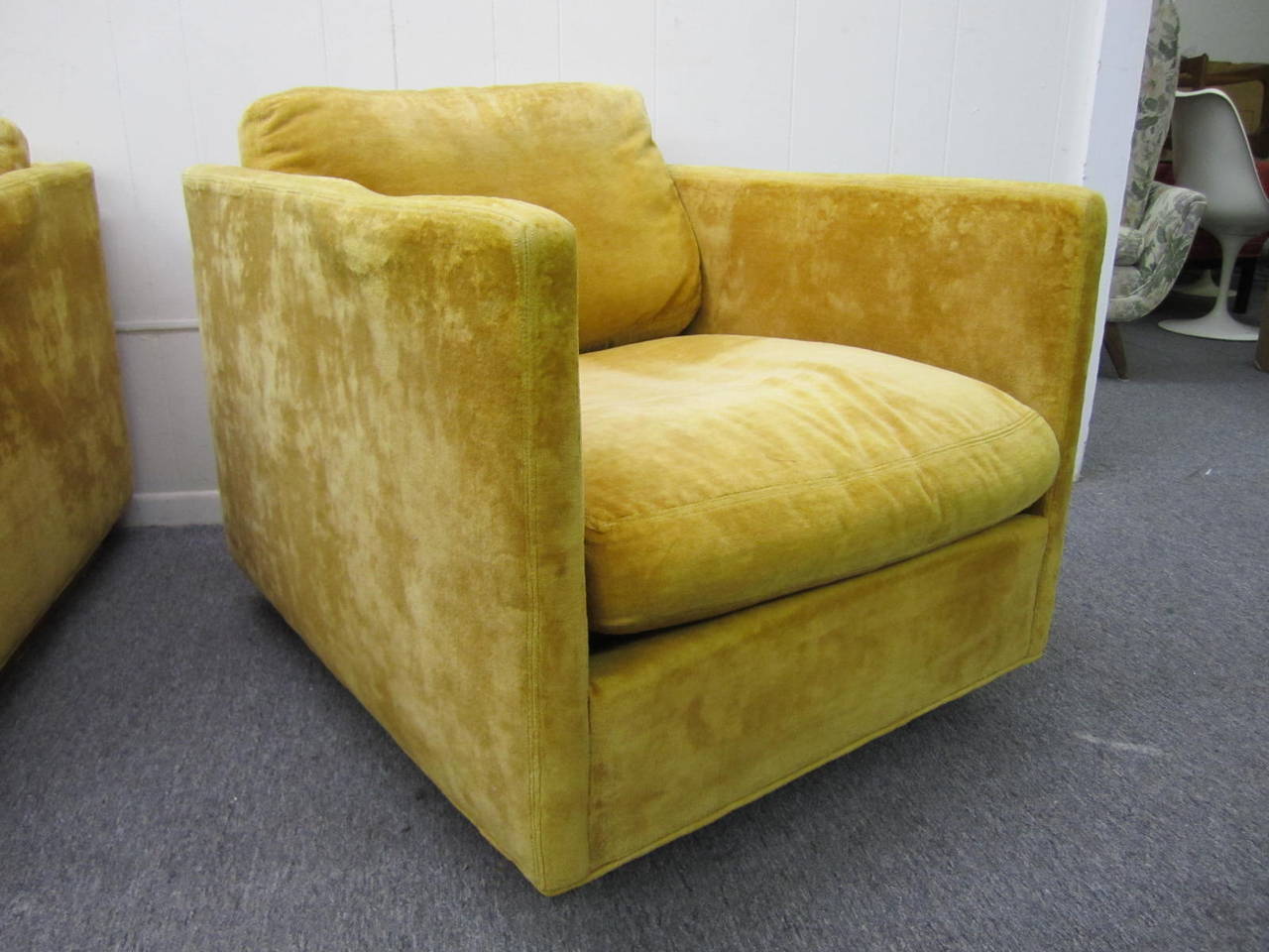 Fantastic Pair of Signed Milo Baughman Cube Lounge Chairs for James Inc. 2