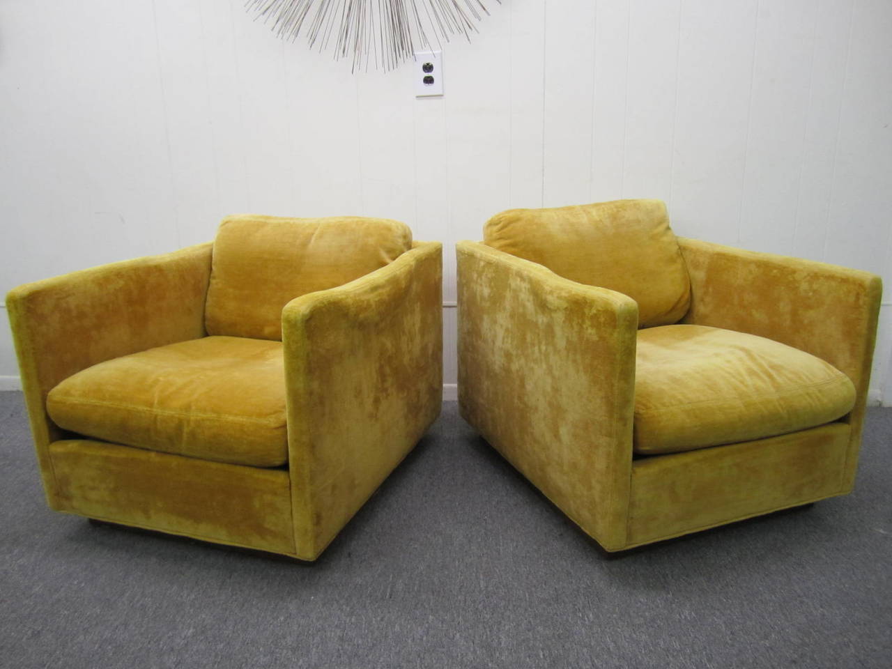 Mid-Century Modern Fantastic Pair of Signed Milo Baughman Cube Lounge Chairs for James Inc.