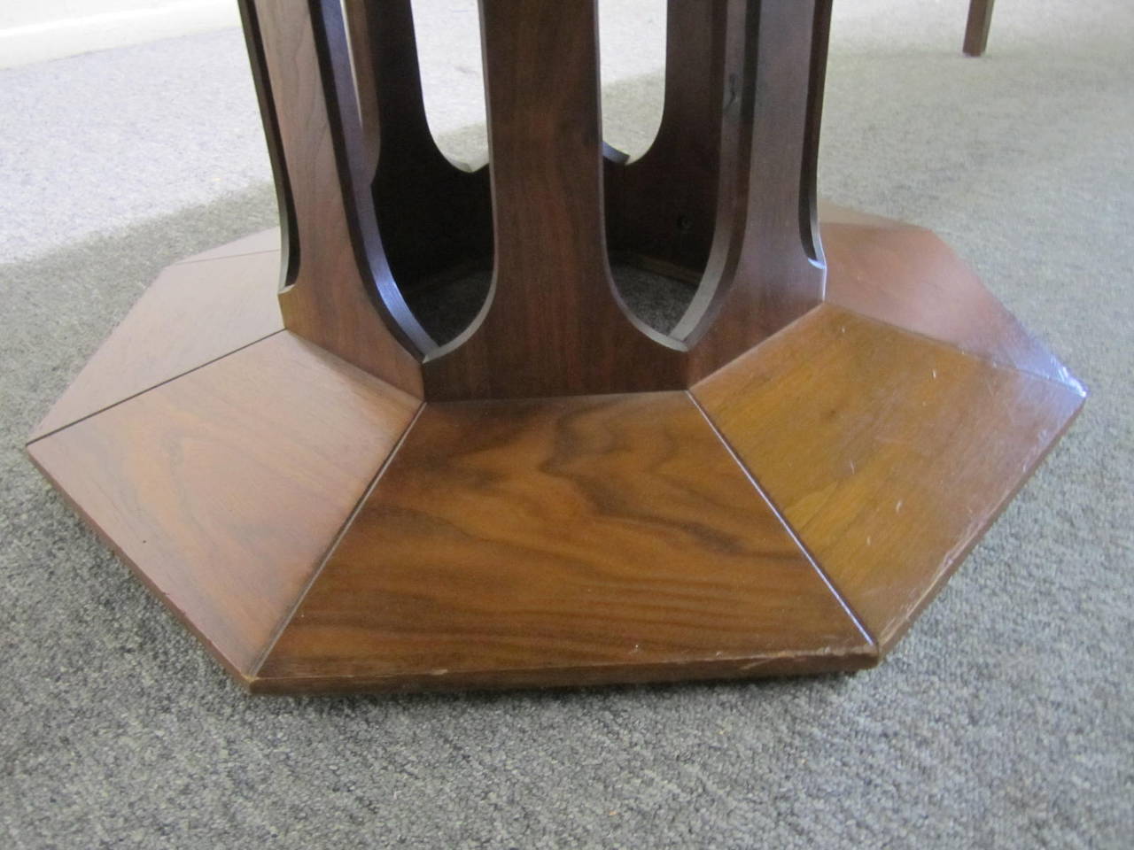 Mid-Century Modern Probber Style Walnut Octagon Extension Table with Three Leaves