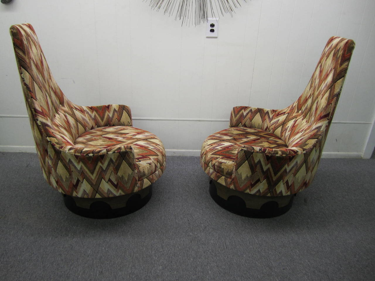 American High Back Swivel Chairs by Adrian Pearsall Mid-Century Modern