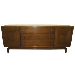 Geometric and Sculptural American of Martinsville Walnut Credenza Mid-century