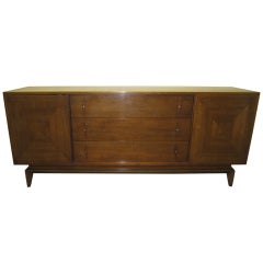 Geometric and Sculptural American of Martinsville Walnut Credenza Mid-century 8