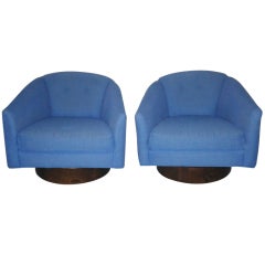 Harvey Probber Swivel Barrel Back Lounge Chairs Mid-century Modern 7