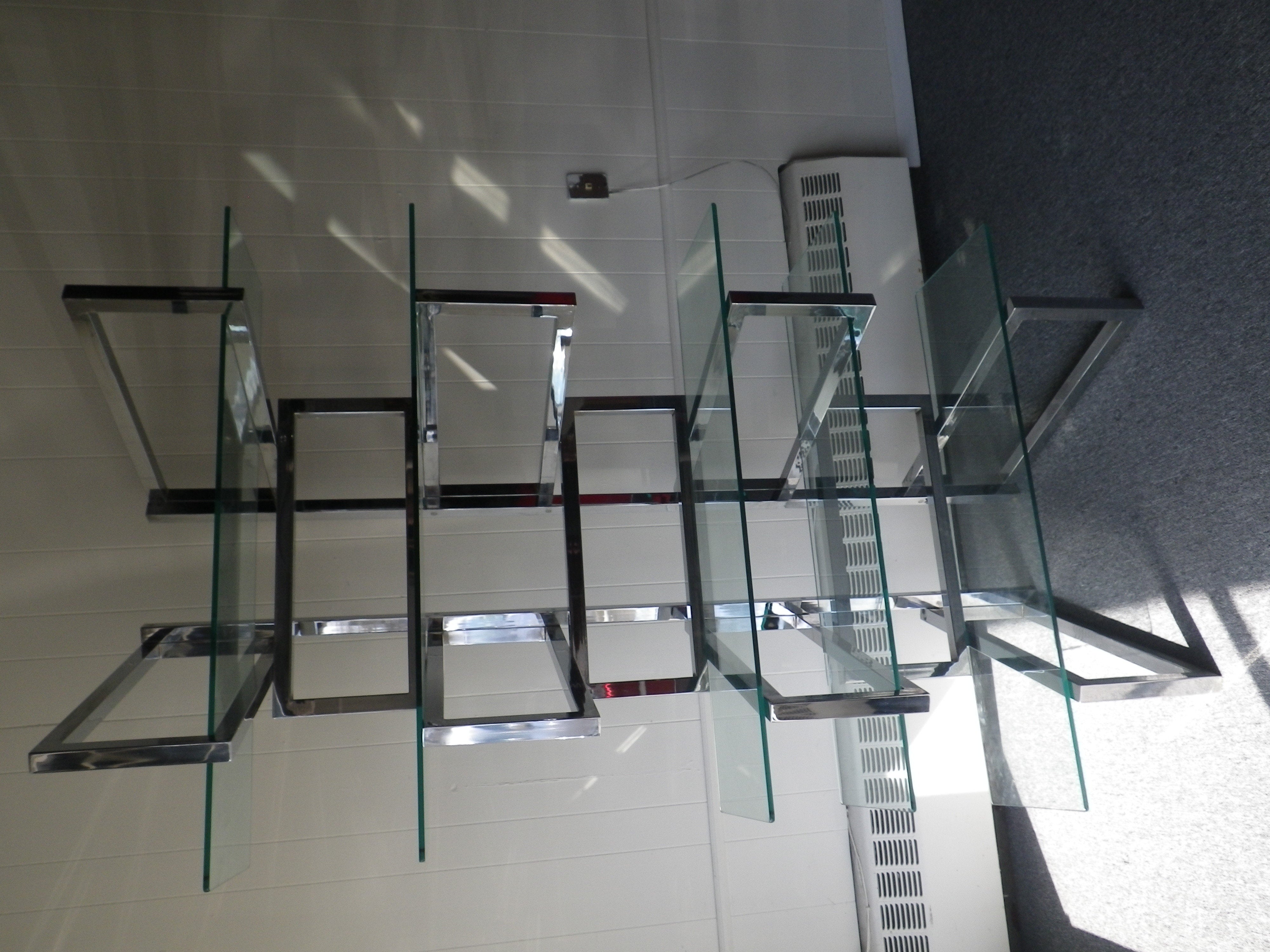 Outrageous Milo Baughman Style Chrome And Glass Etagere Mid-century