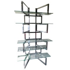 Outrageous Milo Baughman Style Chrome And Glass Etagere Mid-century