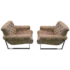 Fabulous Pair of Tufted Lounge Chairs, Mid-Century Modern