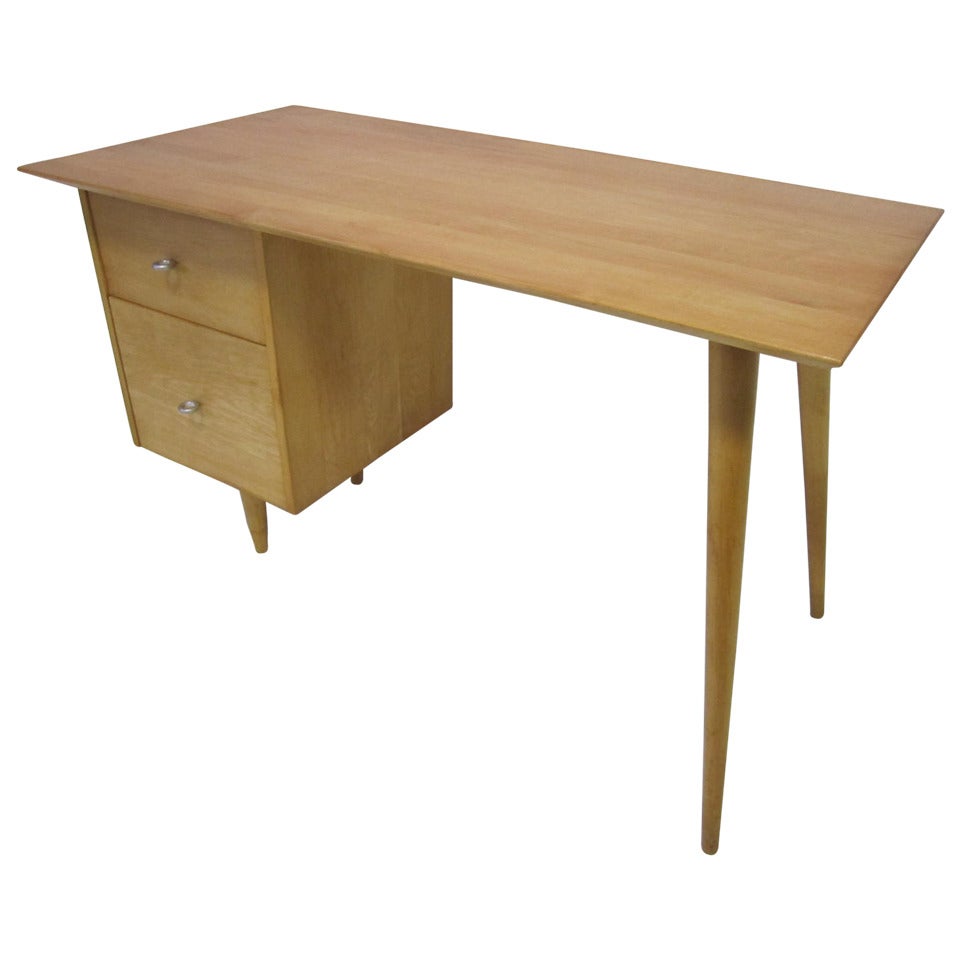 Gorgeous Paul Mccobb Single Pedestal Maple Desk
