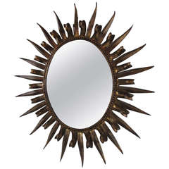 Magnificent Jere Style Starburst Gilded Gold Mirror Hollywood Regency Modern 11