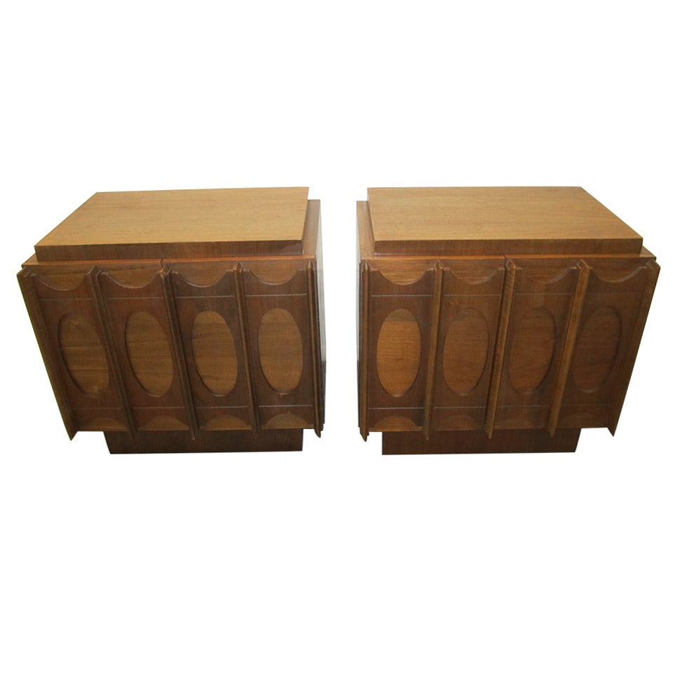 Gorgeous Pair of Brutalist Evans inspired Night Stands Mid-century Modern For Sale