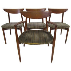 Set of Four Harry Ostergaard Teak Danish Modern Dining Chairs, Mid-20th Century 5