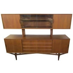 Lovely Teak Danish Credenza with Floating Hutch Room Divider, Unusual Legs 7