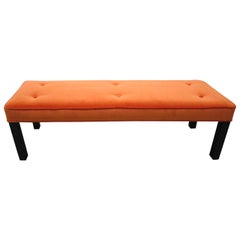 Gorgeous Probber Style Orange Velvet Bench, Mid-Century Modern