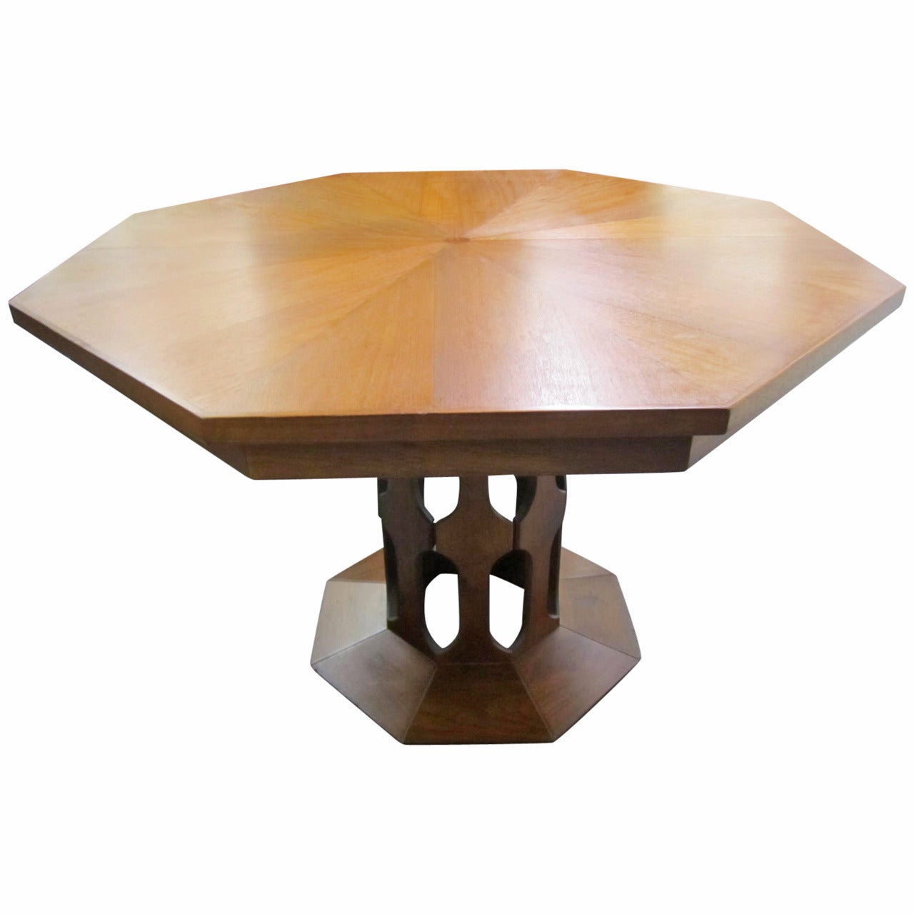 Probber Style Walnut Octagon Extension Table with Three Leaves