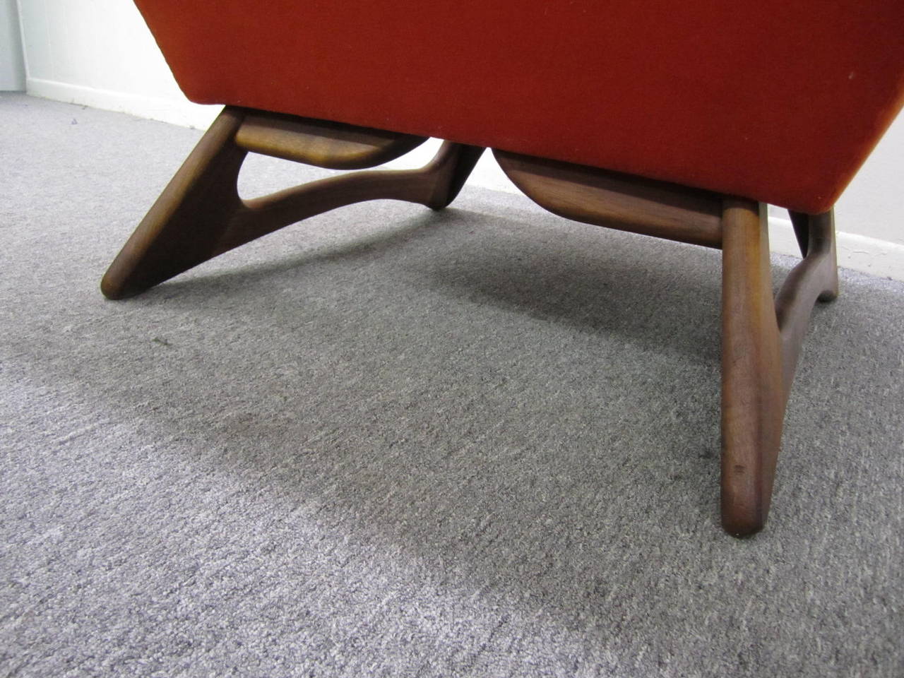 American Pair Adrian Pearsall Angular Sculptural Walnut Lounge Chair Mid-Century For Sale