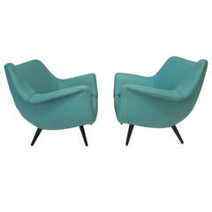 Stunning Pair of Lawrence Peabody Scoop Lounge Chairs, Selig Mid-Century Modern
