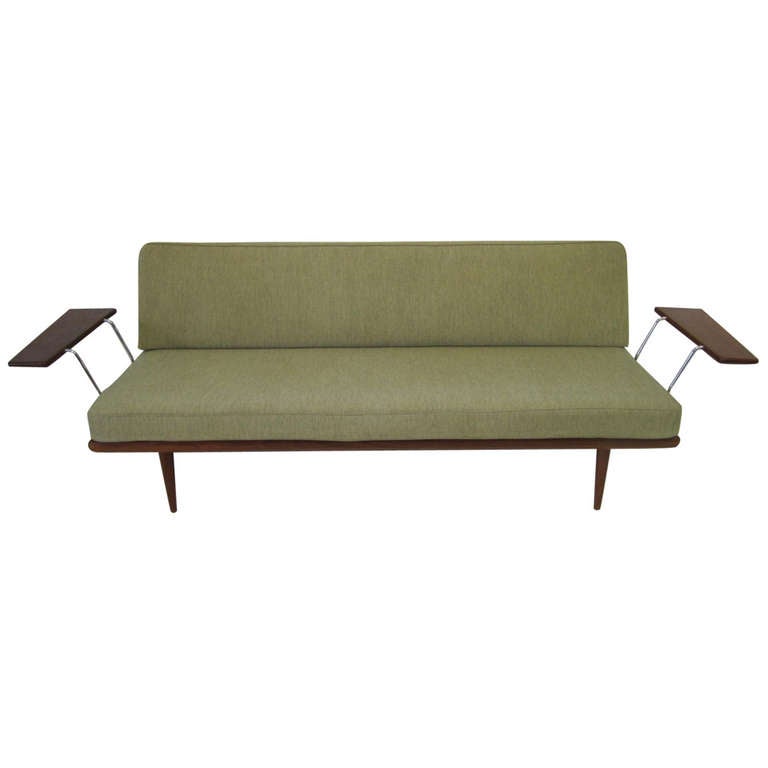 Rare Peter Hvidt Wing Arm Teak Sofa Daybed MidCentury Danish Modern at