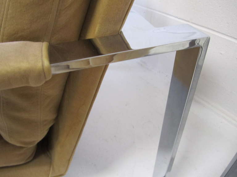 Fabulous Pair of Signed Milo Baughman Chrome Cube Lounge Chairs, Mid-Century Modern 1