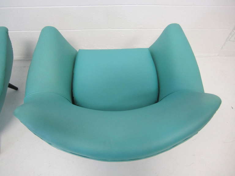 Stunning Pair of Lawrence Peabody Scoop Lounge Chairs, Selig Mid-Century Modern 1