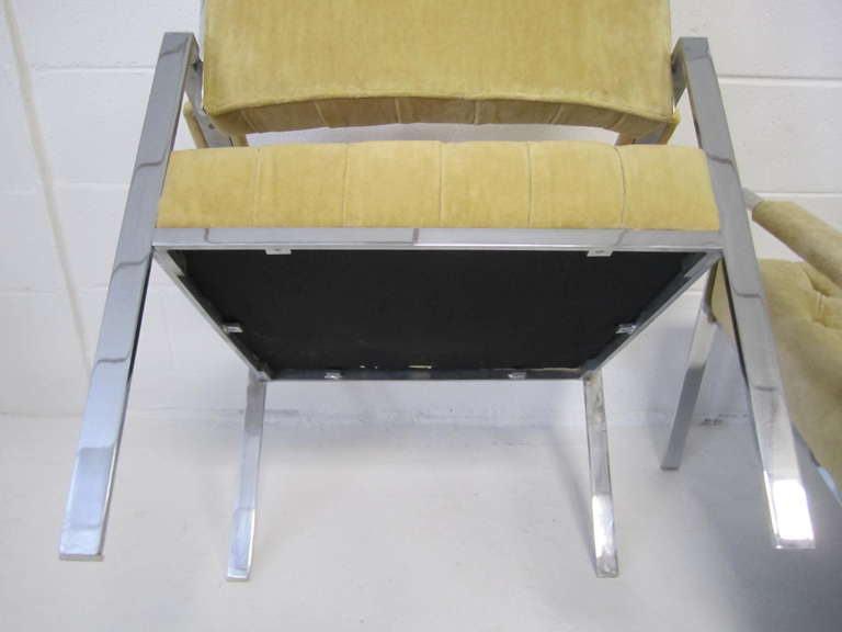 Fantastic Pair of Erwin-Lambeth Chrome Flat Bar Lounge Chairs, Mid-Century Mode For Sale 3