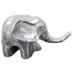 Whimsical Signed David Parker Aluminum Elephant Sculpture Mid-Century Modern