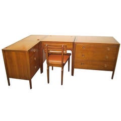 Rara scrivania modulare a cinque pezzi Drexel Counterpoint Dresser Mid-Century Modern