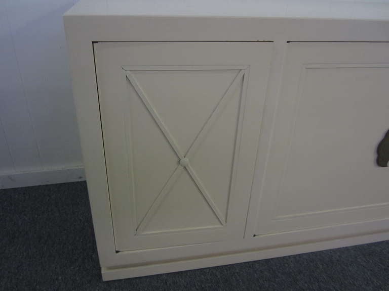 Mid-20th Century Grosfeld House Cream Lacquered Hanging Credenza, Mid-Century Modern For Sale