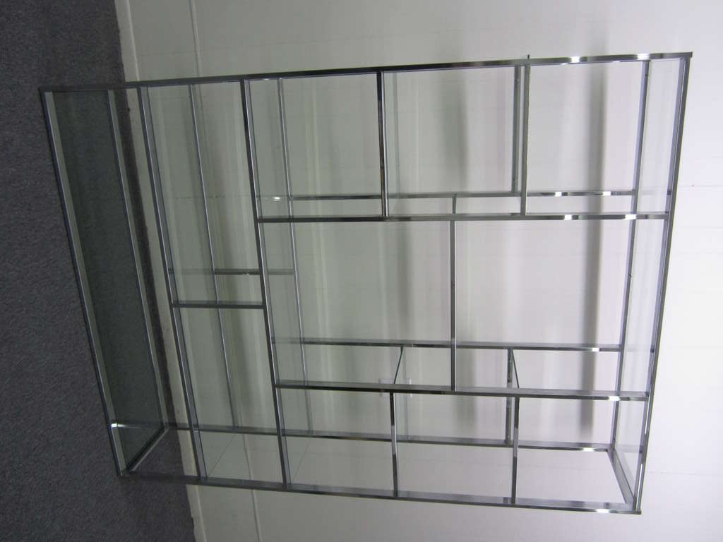 Milo Baughman Chrome Etagere Shelf Mid-century Wall Unit