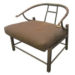 Mastercraft Asian Inspired Faux Bamboo Brass Lounge Chair, Mid-Century 10