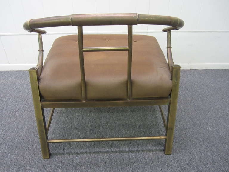 Mid-Century Modern Mastercraft Asian Inspired Faux Bamboo Brass Lounge Chair, Mid-Century For Sale