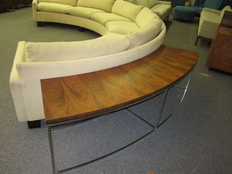 Wood Gorgeous Pair of Circular Milo Baughman Sectional Sofas Mid-century Modern