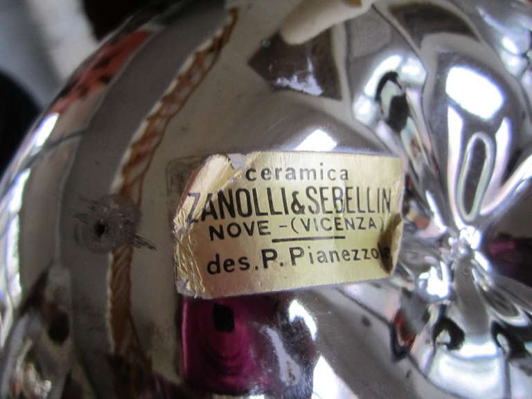 Mercury Glass Pompeo Pianezzola Ceramic Pear For Zanolli Sebellin Pop Art Mid Century Modern