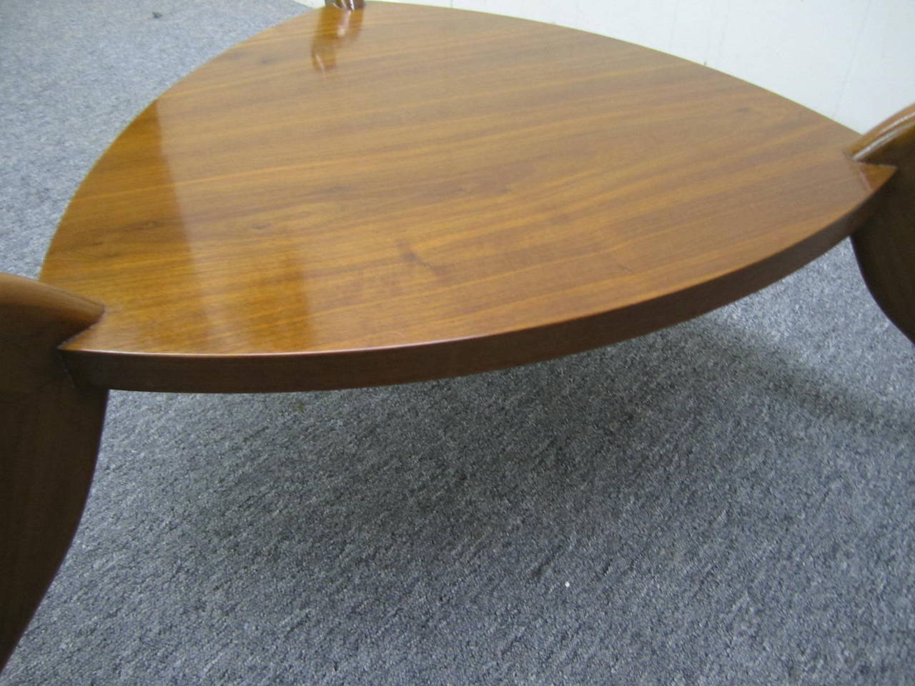 American Sculptural Triangular Coffee Table, Mid-Century Modern For Sale