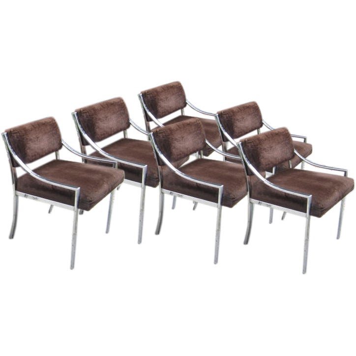 Set of 6 Chrome Dining Chairs